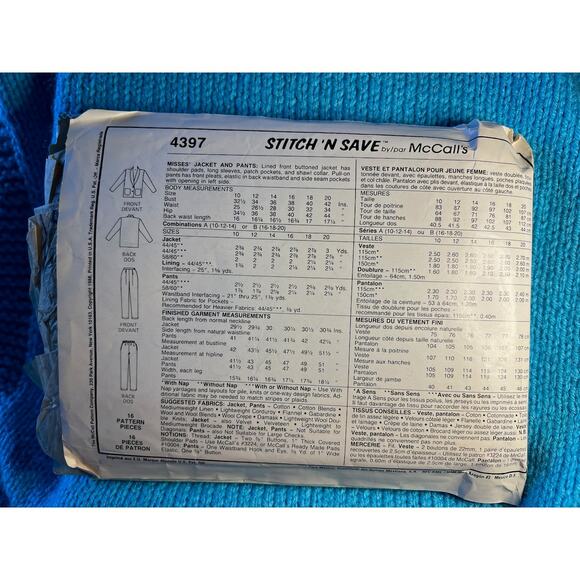 McCalls 4397 suit blazer boxy pants sewing pattern size 10 12 - Picture 3 of 5